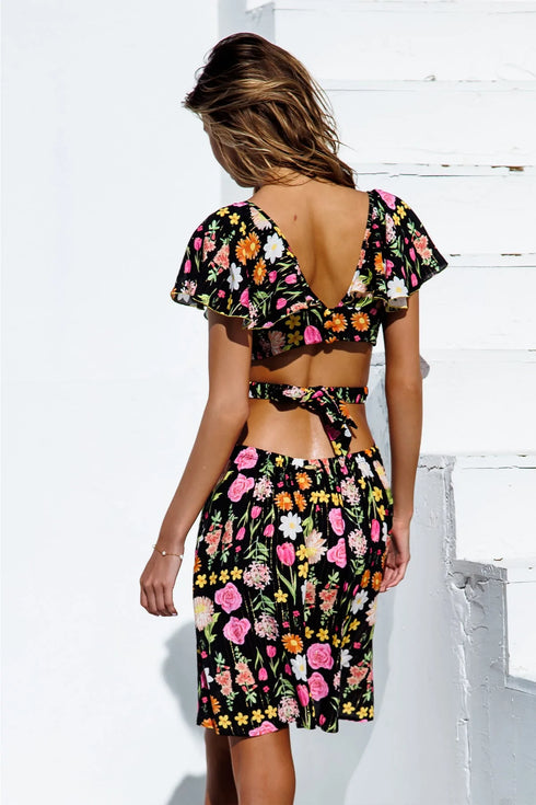 Luli Fama Luli'S Secret Garden Deep V Cut Out Dress